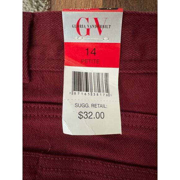 Gloria Vanderbilt Amanda Stretch Jeans Cranberry Petite 14 High Rise New Tags - Picture 11 of 11